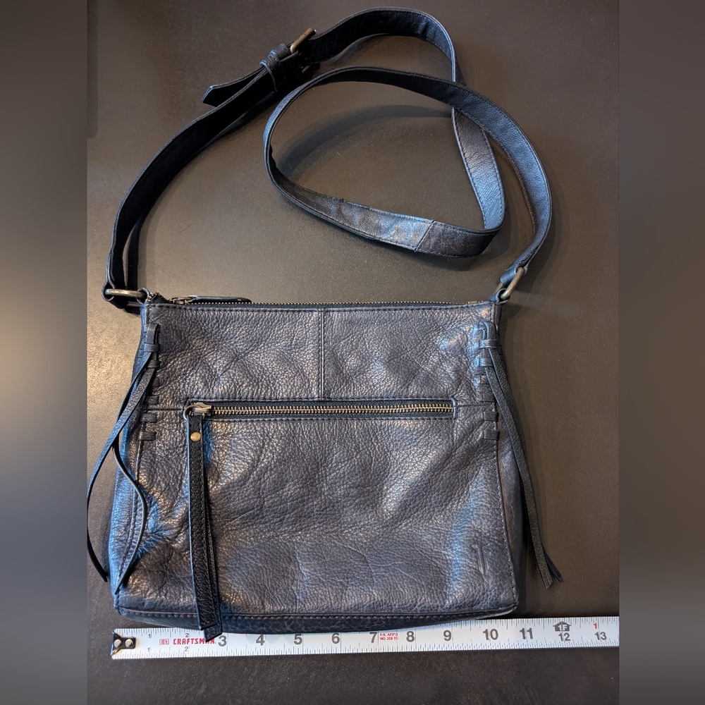Frye Caelan Leather Crossbody Purse Black & Tassels